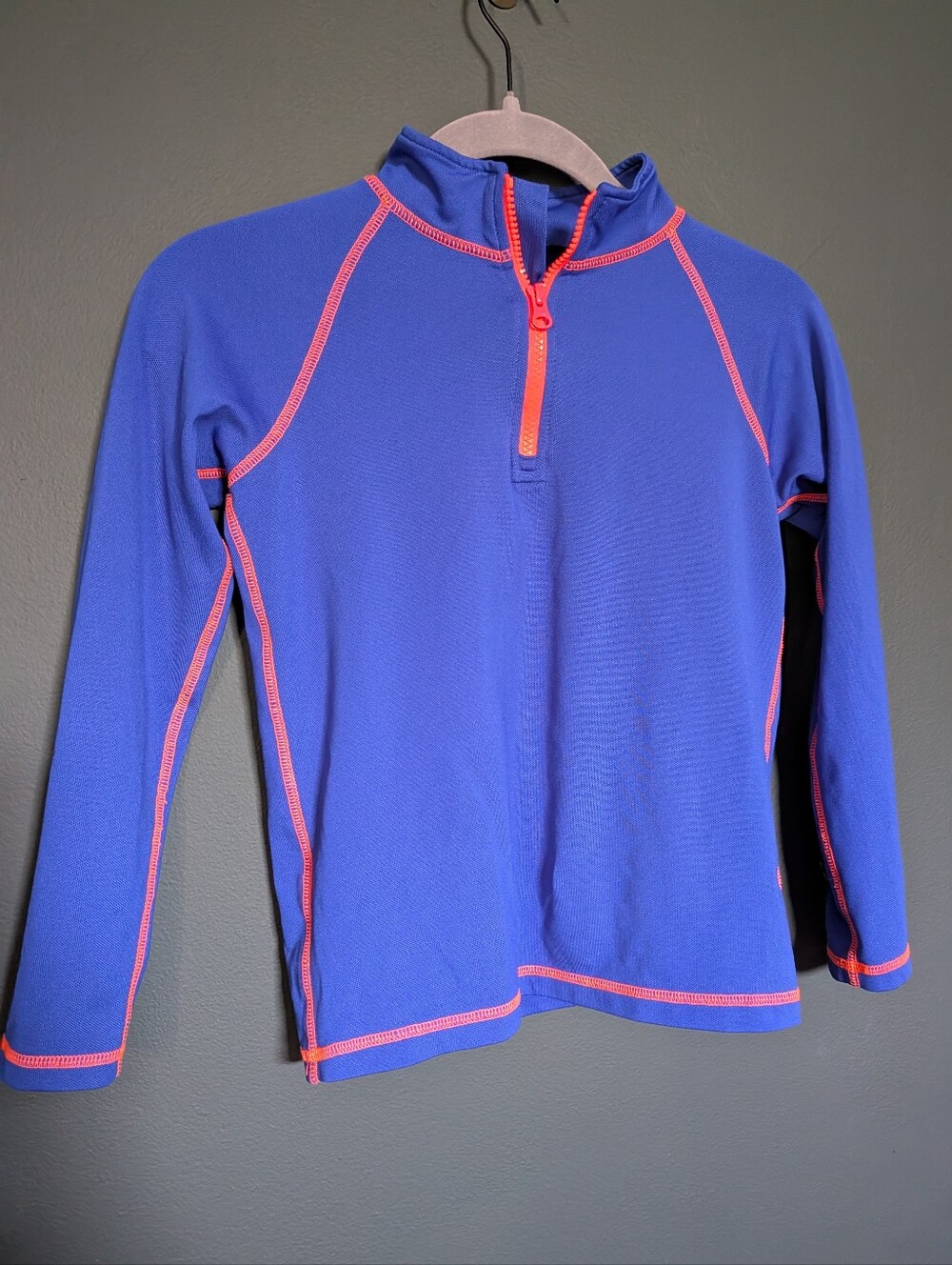Crewcuts Blue Rashguard with Pink Contrast Stitching